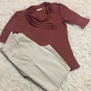 Anthropologie Deletta Pleated Neck Blouse